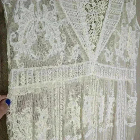 NWT My Style made in Italy white lace see-thru dress midi BOHO Beachy elegant - Picture 8 of 9
